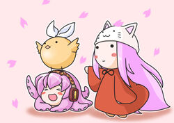  animal_hat blush cat_hat chibi commentary_request female hat jack_(slaintheva) kagamine_rin long_hair megurine_luka megurine_luka_(toeto) soratobazu_(vocaloid) takoluka tentacle toeto_(vocaloid) vocaloid 