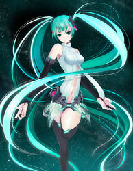  absurdres aqua_eyes aqua_hair bad_id bad_pixiv_id female hatsune_miku hatsune_miku_(append) highres long_hair navel ouka_mai solo star_(symbol) thighhighs twintails very_long_hair vocaloid vocaloid_append 