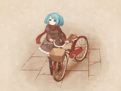  alternate_costume asahi_(pamuko) bad_id bad_pixiv_id bicycle bicycle_basket blue_eyes blue_hair boots coat female full_body hatsune_miku long_sleeves mayonaka_no_rigel_(vocaloid) pavement polka_dot print_thighhighs red_scarf scarf short_hair short_twintails solo standing star_(symbol) swept_bangs thighhighs twintails vocaloid winter_clothes zettai_ryouiki 