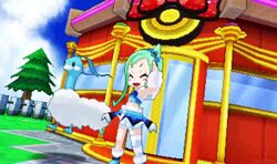  altaria animated animated blue_eyes blue_hair chibi female hair_ornament lucia_(pokemon) pokemon pokemon_(game) pokemon_oras pose 