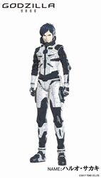  1boy armor blue_hair bodysuit character_sheet concept_art godzilla:_monster_planet godzilla_(series) haruo_sakaki military official_art polygon_pictures toho_(film_company) 