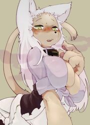  brown_eyes feline female furry long_hair open_mouth solo white_hair yeti_(mu_kaiten) 