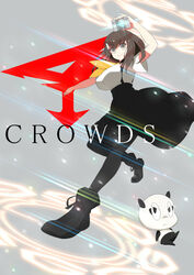  :&gt; brown_hair commentary_request female fumi_(saber_x23s) gatchaman_crowds grey_eyes hair_ornament hairclip high-waist_skirt ichinose_hajime note_(gatchaman_crowds) notepad paiman pantyhose school_uniform skirt solo 