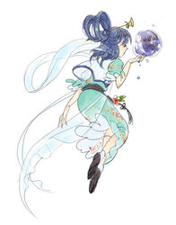  blue_hair commentary_request embryo female floating full_body hair_rings kaku_seiga photoshop_(medium) seeker shawl short_hair solo touhou white_background 