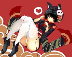  :d animal_ears ass azur_lane black_hair black_kimono blush commentary_request female heart japanese_clothes kimono long_hair morikawa_(futomayu) open_mouth panties red_eyes short_kimono sideless_kimono smile solo spoken_heart teeth thighhighs underwear white_panties white_thighhighs yamashiro_(azur_lane) 