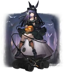  :o animal_ears ankle_boots arknights bare_shoulders black_dress black_hair black_hat blush boots breasts buttons choker double-breasted dress female full_body gradient_hair grey_eyes hair_ornament hand_up hat heibaise_jiangshi highres jack-o&#039;-lantern lancet-2_(arknights) long_hair long_sleeves looking_at_viewer medium_breasts multicolored_hair off-shoulder_dress off_shoulder official_alternate_costume official_art purple_hair rabbit_ears robot rope_(arknights) rope_(imp&#039;s_house)_(arknights) sitting skull_hair_ornament socks solo transparent_background 