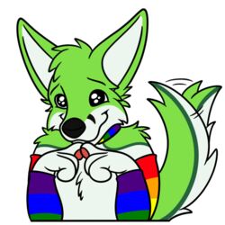  1:1 alpha_channel anthro armwear big_eyes black_nose canid canine canis clothing collar digital_drawing_(artwork) digital_media_(artwork) fidget_the_fox flat_colors fox fur green_body green_eyes green_fur hair lgbt_pride male mammal multicolored_armwear multicolored_clothing outline pawpads paws pink_pawpads pride_color_accessory pride_color_armwear pride_color_clothing pride_color_collar pride_colors rainbow rainbow_armwear rainbow_clothing rainbow_collar rainbow_pride_clothing rainbow_pride_collar rainbow_pride_colors rainbow_symbol simple_background six-stripe_rainbow_pride_colors solo supersonicsoup tail tail_motion tailwag telegram telegram_sticker tongue transparent_background white_body white_fur white_outline 