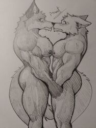  anthro arctic_fox ass barazoku biceps blush brother_(lore) brothers_(lore) canid canine canis duo epic_games face_to_face fennix_(fortnite) fortnite fox fur hand_holding hi_res incest_(lore) male male/male mammal muscular muscular_anthro muscular_male nipples nude pecs pinumontbalou red_fox romantic romantic_ambiance romantic_couple sibling_(lore) tail true_fox volpez_(fortnite) wet wet_body wet_fur 