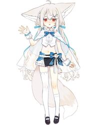  :o ahoge animal_ear_fluff animal_ears asymmetrical_legwear bacheally belt black_footwear blue_bow blue_ribbon bow bowtie braid capelet collar collared_shirt ears_down feet_out_of_frame female fox_ears fox_girl fox_tail frilled_capelet frilled_skirt frills full_body hair_between_eyes hair_ornament hair_scrunchie hairbow hairclip hairpin hand_up high_collar kneehighs large_ears large_tail layered_capelet layered_skirt long_hair looking_at_viewer low_twintails mary_janes midriff miniskirt mismatched_legwear navel open_hand original parted_lips red_eyes ribbon sakurada_shiro_(hy_plus) sakurada_shiro_(summer)_(hy_plus) scrunchie see-through see-through_capelet shirt shoes side_braid simple_background single_sock single_thighhigh skirt socks solo spread_fingers standing straight-on tail thighhighs twintails very_long_hair waving white_background white_hair white_shirt white_socks white_thighhighs wrist_scrunchie 