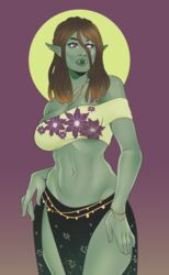  1girls 2018 akira_raikou breasts dreadlocks dungeons_and_dragons fantasy female female_only green_skin long_hair monster_girl orc orc_female original_character scar_across_eye solo solo_female 