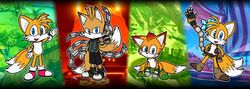  anthonyazxmn anthro canid canine facial_markings fox full-length_portrait group head_markings hi_res looking_at_viewer male mammal mangey_(sonic_prime) markings netflix portrait robotic_arm sails_tails sega sonic_prime sonic_the_hedgehog_(series) tails tails_nine young young_anthro young_male 