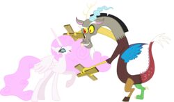  2015 absurd_res alicorn alpha_channel chimera discord_(mlp) draconequus duo equid equine feathered_wings feathers female feral friendship_is_magic hasbro hi_res horn hypnosis male mammal mind_control my_little_pony mythological_creature mythological_equine mythology princess_celestia_(mlp) simple_background theshadowstone transparent_background wings 