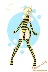  arthropod bee better_version_at_source blush breasts clothed clothing female footwear gloves handwear heart_symbol hi_res hymenopteran insects legwear nana_gel open_mouth socks solo stockings 