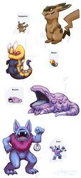  ambiguous_gender beedrill caterpie fakemon fusion generation_1_pokemon hi_res hypno_(pokemon) justasuta kangaskhan muk nintendo pikachu pokemon pokemon_(species) pokemon_fusion red_eyes slowpoke zubat 