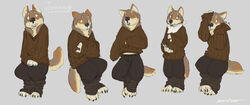  2013 anthro bandana biped blush canid canine canis claws closed_eyes clothed clothing conditional_dnp ears_back hindpaw jeremy_(sefeiren) kerchief male mammal multiple_poses paws pivoted_ears pose sefeiren sitting sleeping solo standing sweater topwear wolf 