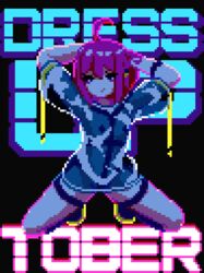  ahoge animated animated arms_up black_background english_text female kneeling looking_at_viewer lynte original pink_eyes pink_hair pixel_art see-through short_hair simple_background solo 