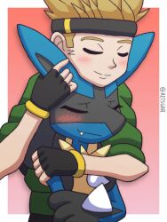  2d_animation 3:4 ambiguous_gender animated animated anthro black_body black_fur blue_body blue_fur blush blush_lines closed_eyes female_(lore) frame_by_frame fur generation_4_pokemon hi_res hug hugging_another hugging_from_behind human lucario male mammal matt's_lucario_(retsgar) matt_(retsgar) nintendo petting pokemon pokemon_(species) retsgar scratching_head short_playtime simple_background smile tan_body tan_fur teeth 