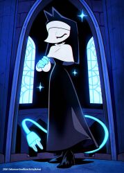  2026 anthro biped clasped_hands closed_eyes clothing darkner deltarune digital_media_(artwork) female full-length_portrait hi_res inside nelnal nun nun_habit nun_outfit portrait praying religious_clothing robot_anthro solo tasque_manager undertale_(series) white_body 