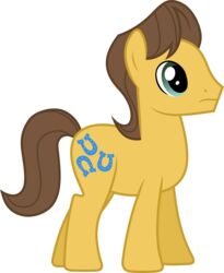  2015 90sigma absurd_res alpha_channel blue_eyes brown_hair caramel_(mlp) cutie_mark earth_pony equid equine feral friendship_is_magic frown fur hair hasbro hi_res horse male mammal my_little_pony pony simple_background solo transparent_background yellow_body yellow_fur 