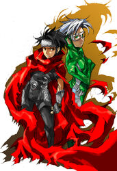  2boys avengers billy_kaplan black_hair cape glasses gloves green_eyes marvel multiple_boys silver_hair speed tommy_shepherd wiccan young_avengers 