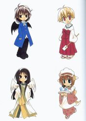  animal_ears apron artbook beads black_eyes black_hair black_wings blonde_hair bob_cut brown_eyes brown_hair chibi choker feathered_wings female formal fox_ears fox_girl fox_tail hakama hakama_skirt hands_in_opposite_sleeves haruka_(tactics) highres holding ichinomiya_kantarou japanese_clothes kimono kinoshita_sakura long_hair looking_at_viewer maid_headdress multiple_boys official_art prayer_beads red_eyes red_hakama red_kimono sakuramon scan short_hair skirt sleeves_past_fingers sleeves_past_wrists smile sugino_(tactics) tactics tail traditional_media tray waitress white_wings wide_sleeves wings youko_(tactics) 