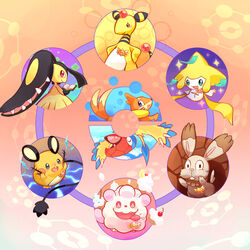  1:1 aerial_explorer_archen ambiguous_gender ampharos archaeologist_mawile archen astronomer_jirachi badge book buizel bunnelby chibifur circle communications_officer_dedenne dashing_wanderer_ampharos dedenne digital_media_(artwork) expedition_society feral fossil_pokemon generation_2_pokemon generation_3_pokemon generation_4_pokemon generation_5_pokemon generation_6_pokemon gradient_background group humanoid jirachi lagomorph legendary_pokemon mammal marine_explorer_buizel mawile nintendo outline pokemon pokemon_(species) pokemon_mystery_dungeon put simple_background spike_chunsoft steward_swirlix swirlix underground_explorer_bunnelby 