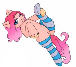  ambiguous_gender clothing digital_media_(artwork) earth_pony equid equine eyeshadow fan_character feral footwear hasbro horse jolliapplegirl knee_highs knee_socks leg_grab legwear makeup mammal my_little_pony parfait_(jolliapplegirl) pony simple_background socks solo white_background 