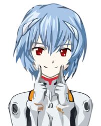  absurdres ayanami_rei blue_hair darker_than_black drawfag female fingersmile hairpods hajime_(caramel_toone) highres imageboard_desourced interface_headset neon_genesis_evangelion non-web_source plugsuit red_eyes short_hair smile solo transparent_background vector_trace 