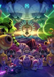  2boys access_ark bad_id bad_pixiv_id cannon clone commentary cyborg facial_hair female formal galactic_nova gigavolt haltworker hammer highres invader_armor kabula king_dedede kirby:_planet_robobot kirby_(series) max_profitt_haltmann mecha_knight mechanization meta_knight moustache multiple_boys opening_eyes rayman_limbs robobot_armor robot space spacecraft star_dream suit susie_(kirby) throne whispy_woods yazaki_yuuji 