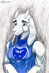  adleisio anthro bodily_fluids boss_monster_(undertale) bovid caprine clothing crying fur heartbroken hi_res mammal queen royalty sad solo tears toriel undertale undertale_(series) white_body white_fur 