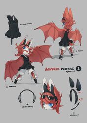  2017 accessory anthro attachment bat biped bottomwear clip_on clothing dress electronics english_text eyewear fangs female flower footwear freedom_planet furgonomics galaxytrail grey_background hair_accessory hairband headphones hi_res high_heels kemono mammal maria_notte megabat microphone model_sheet plant shadow shoes shorts simple_background solo sunglasses teeth text tysontan 