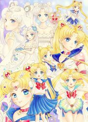  6+girls :d aged_up back_bow bishoujo_senshi_sailor_moon bishoujo_senshi_sailor_moon bishoujo_senshi_sailor_moon_(first_season) bishoujo_senshi_sailor_moon_r bishoujo_senshi_sailor_moon_s bishoujo_senshi_sailor_moon_stars bishoujo_senshi_sailor_moon_supers blonde_hair blue_eyes blue_sailor_collar blue_skirt bow brooch choker circlet commentary_request cosmic_heart_compact crescent crescent_choker crescent_facial_mark crisis_moon_compact crystal_star_(sailor_moon) disguise_pen_(sailor_moon) domino_mask double_bun eternal_moon_article eternal_sailor_moon eternal_tiare facial_mark flower forehead_mark hair_bun hair_flower hair_ornament hairclip heart heart_brooch heart_choker heart_hair_bun heart_wand jewelry juuban_middle_school_uniform jyan_borii light_smile long_hair magical_girl marker_(medium) mask multicolored_clothes multicolored_skirt multiple_girls multiple_persona necklace neo_queen_serenity open_mouth pearl_necklace pleated_skirt princess_sailor_moon princess_serenity red_bow red_choker sailor_collar sailor_cosmos sailor_moon sailor_senshi_uniform school_uniform serafuku skirt smile star_(symbol) star_facial_mark super_sailor_moon tiara traditional_media triple_horizontal_stripe tsukino_usagi twintails very_long_hair waist_brooch white_hair white_sailor_collar wing_brooch yellow_choker 