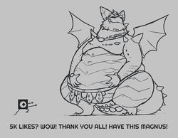  2018 activision anthro belly big_belly dragon english_text hand_on_belly hi_res horn licking licking_lips licking_own_lips looking_at_viewer magnus_(spyro) male monochrome moobs mythological_creature mythological_scalie mythology overweight overweight_anthro overweight_male rescued_dragons_(spyro) scalie self_lick solo spikes spyro_reignited_trilogy spyro_the_dragon tail text tongue tongue_out vantablackbox wings 