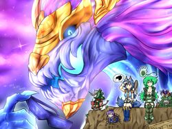  &gt;_&lt; 1boy 6+girls animal_ears aurelion_sol_(league_of_legends) blue_eyes blue_hair bush cat_ears claws cliff closed_eyes commentary_request dragon dress gender_request glowing glowing_eyes green_dress green_eyes green_hair grey_hair kha&#039;zix knife league_of_legends long_hair mouse_ears multiple_girls net orange_hair purple_hair red_eyes rek&#039;sai rengar rule_63 short_hair smile soda spitting sunglasses tail thresh_(league_of_legends) twitch_(league_of_legends) unworn_eyewear vilde_loh_hocen warwick white_hair wolf_ears wolf_tail 