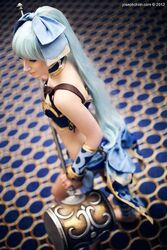  bow cosplay female hammer meru_(dragoon) photo ponytail ribbon silver_hair the_legend_of_dragoon weapon wingly 