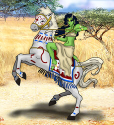  absurd_res abun ancient anthro barefoot blue_hair bridle canid canine canis curled_hair digital_media_(artwork) domestic_dog dragon duo equid equine feet female feral fur gem hair hi_res horn horse hybrid jewelry kaliendra kingdom_of_abun mammal markings mount mythological_creature mythological_scalie mythology necklace queen_kaliendra reins riding saddle scalie steed tail tokaya tribal tribal_markings vpn white_body white_fur 