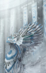  ambiguous_gender blue_body blue_eyes blue_feathers blue_fur daiman_night_dragon_(keltaan) detailed_background dragon feathered_dragon feathered_scalie feathers fur furred_dragon furred_scalie hi_res kelta&#039;an_(character) keltaan mythological_creature mythological_scalie mythology outside scalie solo white_body white_feathers white_fur 