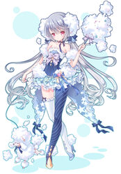  albino asymmetrical_footwear asymmetrical_legwear bad_id bad_pixiv_id bare_shoulders blue_pantyhose boots bow canine choker cotton_candy crossed_legs dress female flat_chest full_body gem grey_hair high_heels highres jewelry lace lace-trimmed_dress lace_trim leash long_hair looking_at_viewer mismatched_footwear mismatched_legwear original pantyhose personification photoshop_(medium) pocketland poodle red_eyes single_thighhigh standing star_(symbol) striped thigh_boots thighhighs twintails wand white_footwear white_thighhighs yagura_yaya 