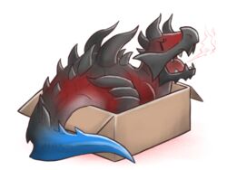  4:3 ambiguous_gender box brute_wyvern canes-cm capcom container feral glavenus if_it_fits_i_sits_(meme) in_box in_container meme monster_hunter reptile scalie simple_background solo white_background 