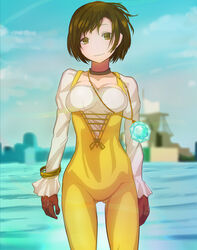  breasts brown_hair commentary_request female final_fantasy final_fantasy_ix garnet_til_alexandros_xvii plumsyrup short_hair solo 