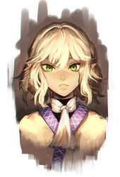  blonde_hair commentary_request female green_eyes kinketsu lips looking_at_viewer mizuhashi_parsee parted_lips pointy_ears portrait robe scarf short_hair solo touhou undershirt 