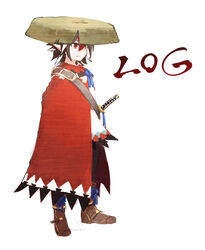  alternate_costume black_hair cloak coat commentary_request female hat katana kijin_seija kinketsu multicolored_hair pointy_ears red_eyes sandogasa solo streaked_hair sword touhou weapon 