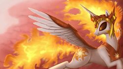  2017 alicorn crown cutie_mark daybreaker_(mlp) equid equine feathered_wings feathers female feral fire friendship_is_magic hasbro headgear horn jeki jewelry mammal my_little_pony mythological_creature mythological_equine mythology necklace solo spread_wings wings 