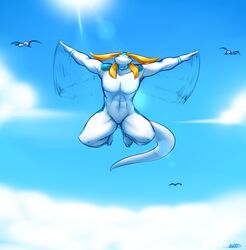  2016 aijou anthro averyshadydolphin blonde_hair blue_markings dragon flying hair hi_res humor jou male markings mythological_creature mythological_scalie mythology rule_63 scalie simple_background solo tail white_body white_skin 