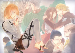  auruo_bossard black_hair blonde_hair brown_hair daughter erd_gin family father father_and_daughter father_and_son female gunter_shulz harness kids kissing kodansha lolicon multiple_boys petra_ral shingeki_no_kyojin short_hair son uniform 