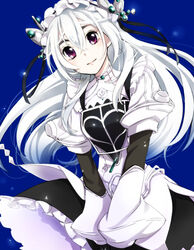  butterfly_hair_ornament chaika_trabant commentary_request dress female hair_ornament hairband highres hitsugi_no_chaika kmikan lolita_hairband long_hair looking_at_viewer purple_eyes solo thick_eyebrows white_hair 