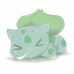  1:1 alpacapala ambiguous_gender bodily_fluids bulbasaur closed_eyes elemental_creature feral flora_fauna generation_1_pokemon nintendo plant pokemon pokemon_(species) simple_background sneeze snot solo white_background 