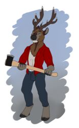  cervine cryptidcave deer elk greg_(disambiguation) hi_res lumberjack male mammal solo 