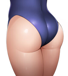  ass ass_focus blue_one-piece_swimsuit close-up female from_behind honda_naoki legs_together lv1_maou_to_one_room_yuusha one-piece_swimsuit school_swimsuit shiny_swimsuit simple_background skin_tight skindentation solo standing swimsuit thighs white_background zenia_(lv1_maou_to_one_room_yuusha) 