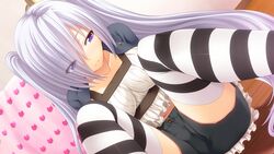  ch@r game_cg gleam_garden_no_shoujo long_hair purple_eyes shirayuki_(gleam_garden_no_shoujo) thighhighs twintails 